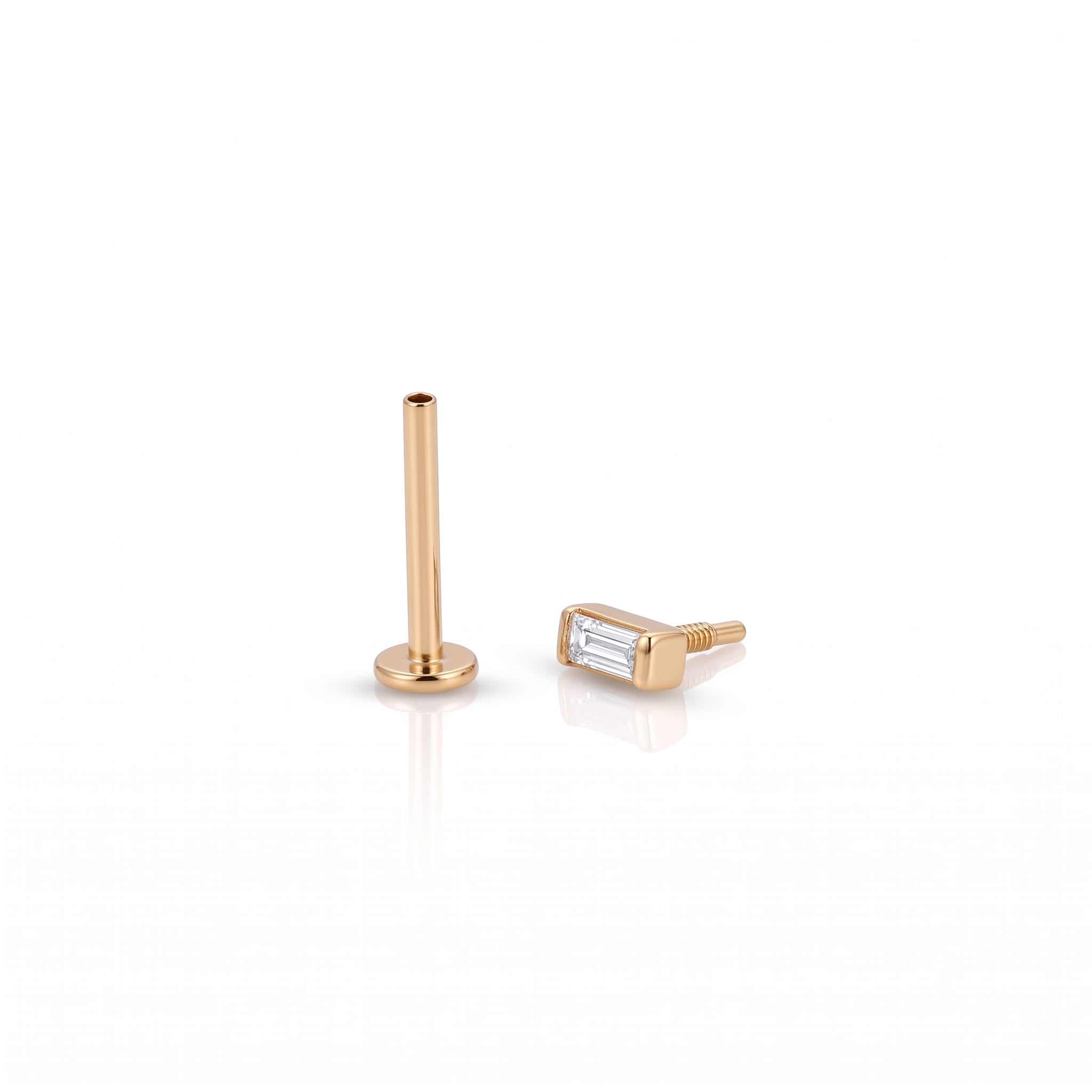 Baget Pırlantalı Piercing - 14 Ayar Altın