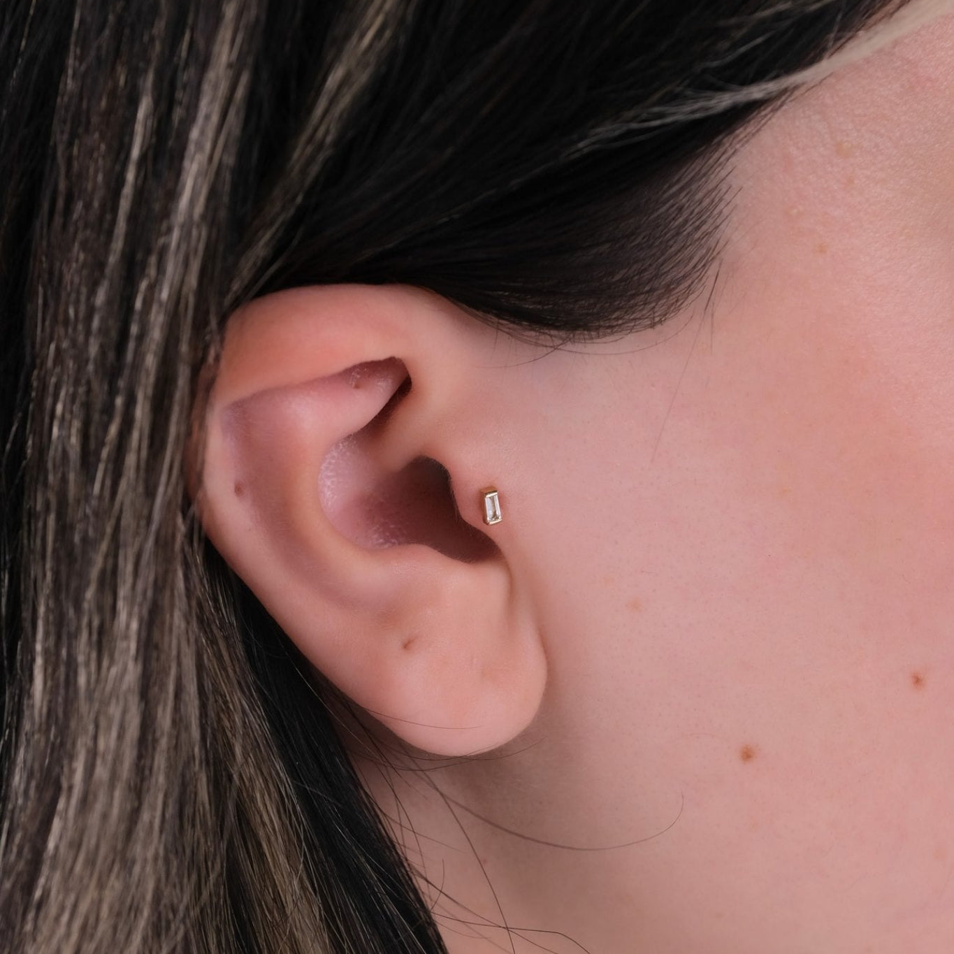 Baget Pırlantalı Piercing - 14 Ayar Altın