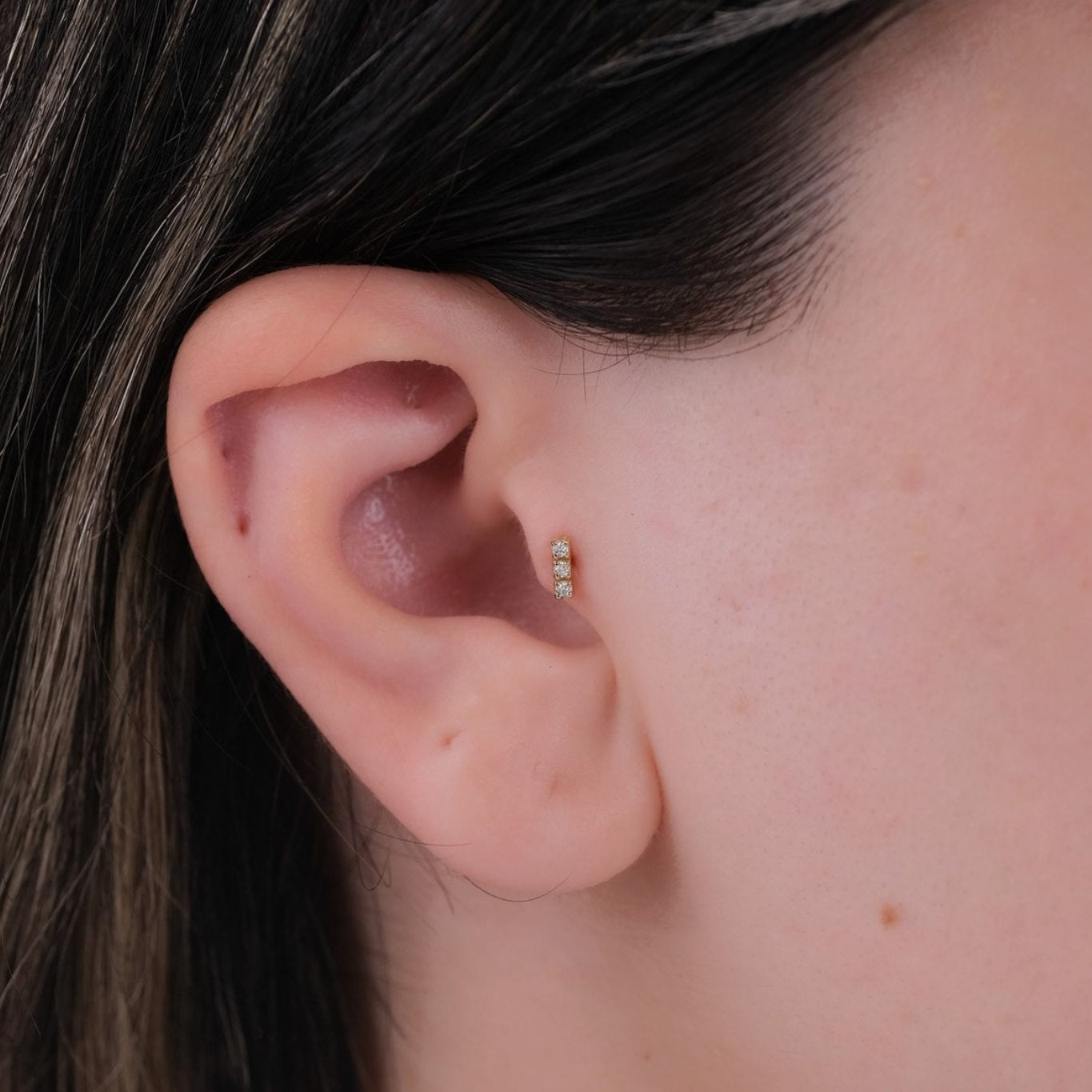 Üçtaş Piercing - 14 Ayar Altın Pırlanta