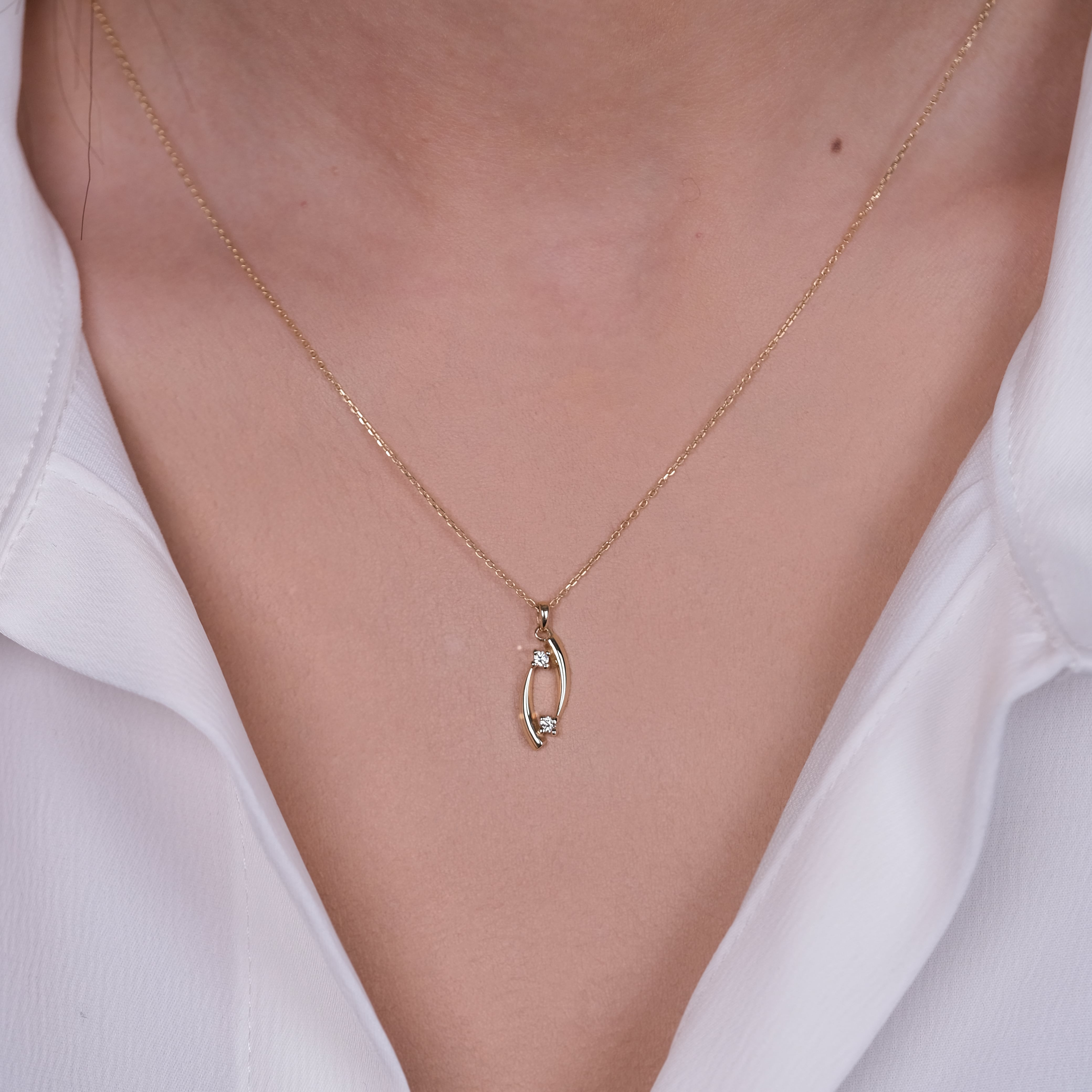 Loop - 14 Ayar Pırlantalı Kolye