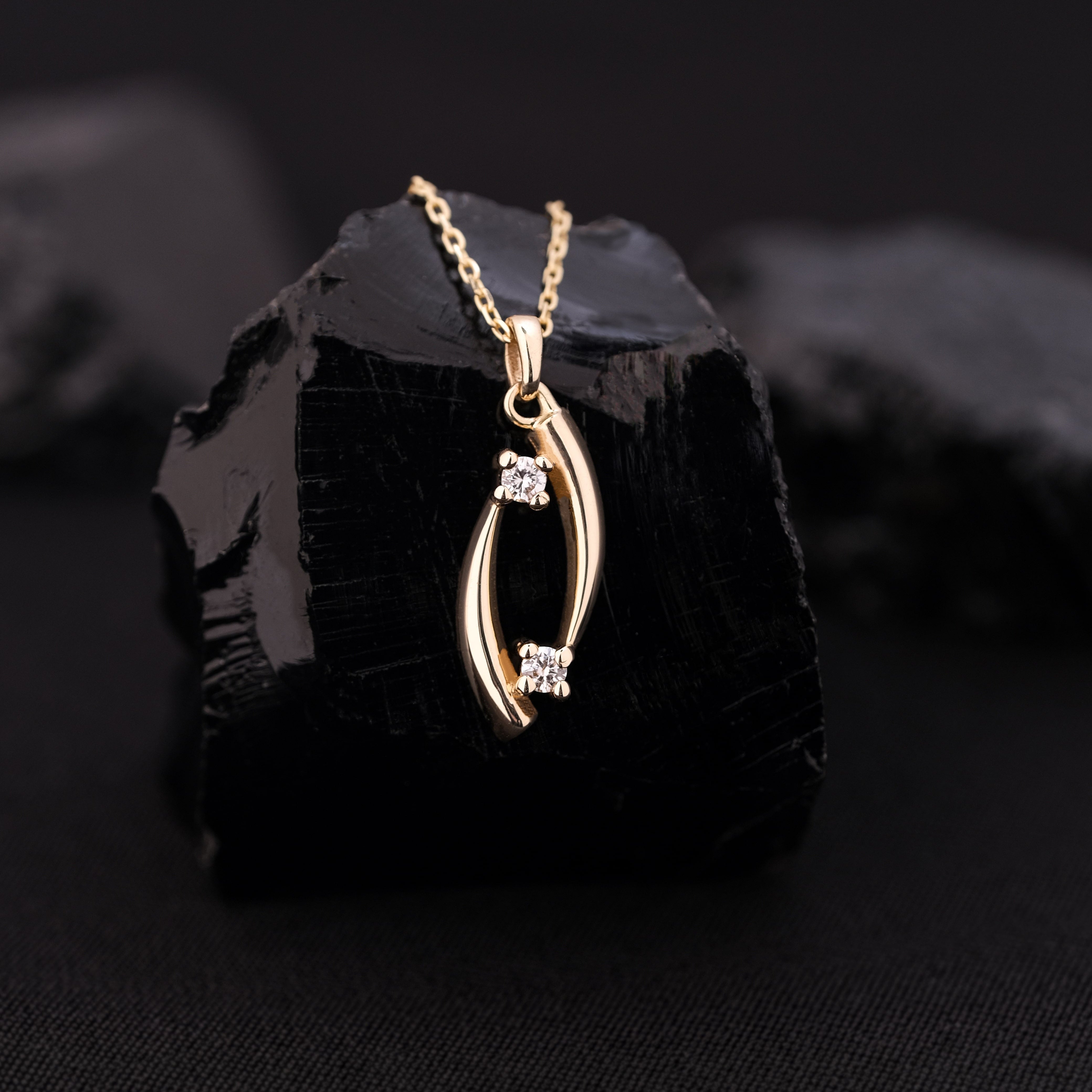 Loop - 14 Ayar Pırlantalı Kolye