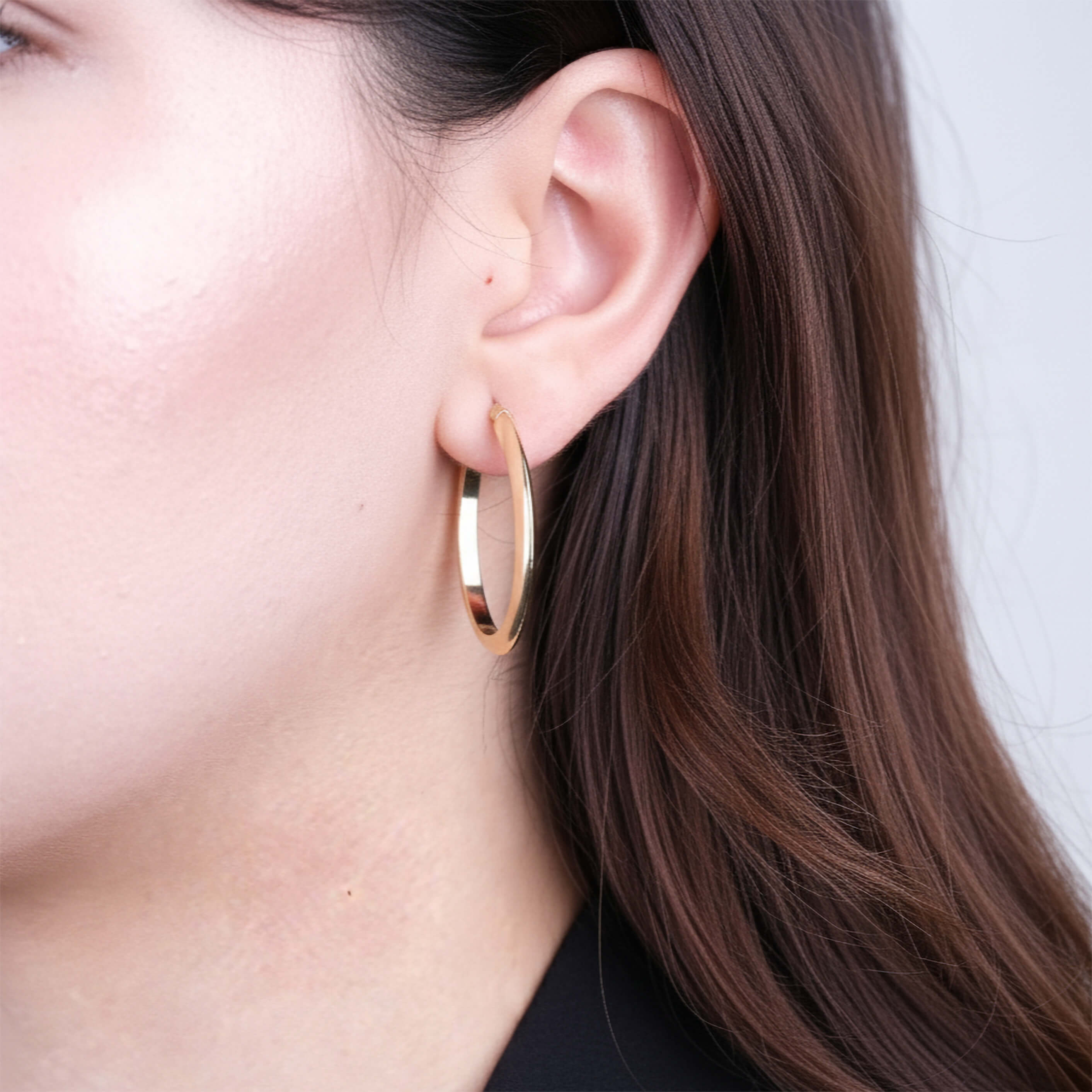 Oval Halka Model 14 Ayar Altın Küpe