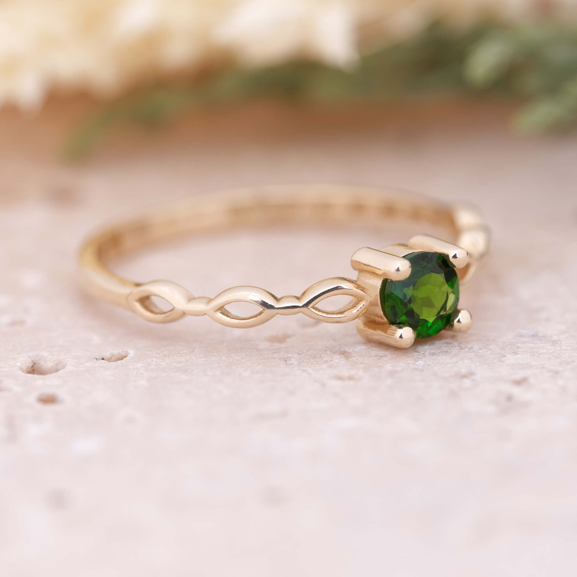 Minimal Krom Diopsit Altın Yüzük