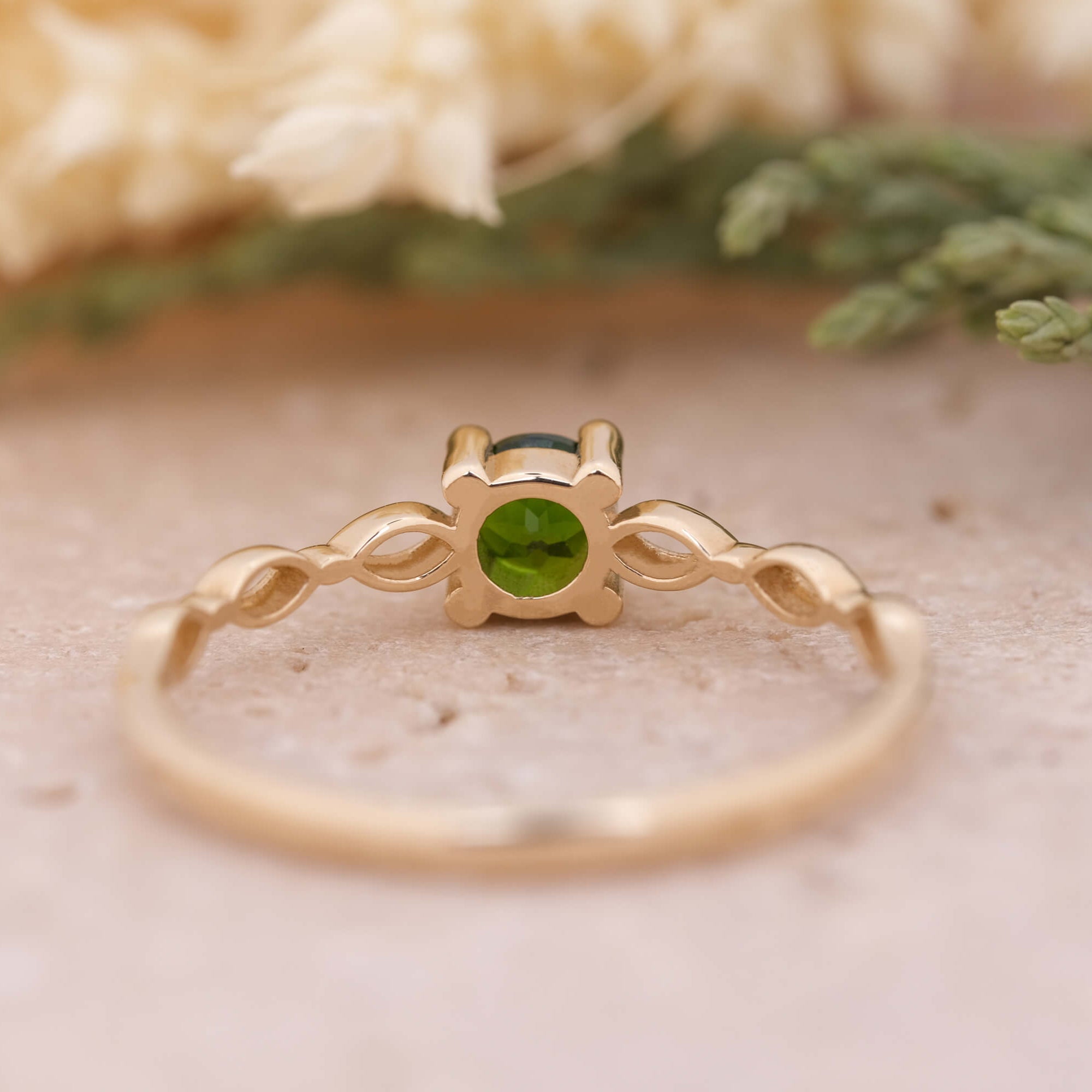 Minimal Krom Diopsit Altın Yüzük