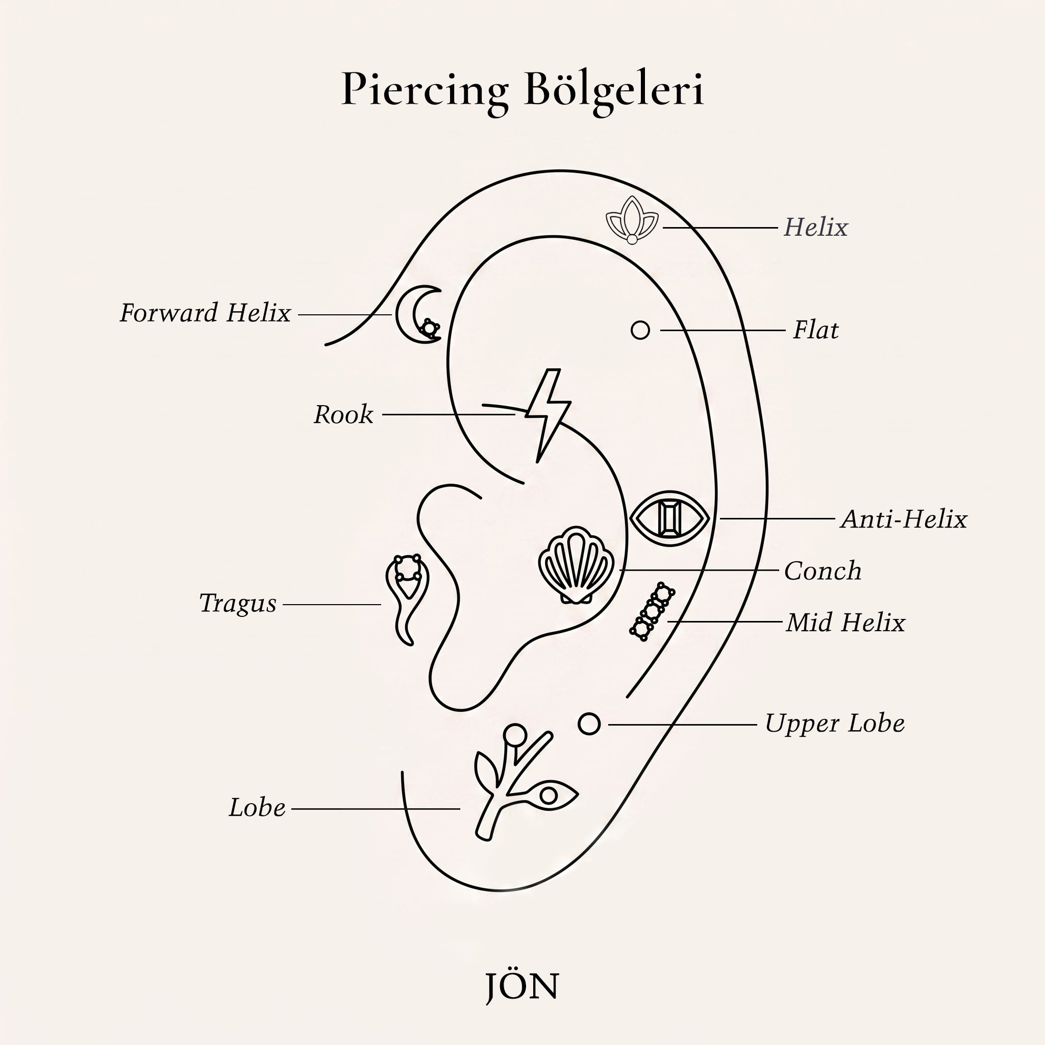 Lale Piercing - 14 Ayar Altın Pırlanta