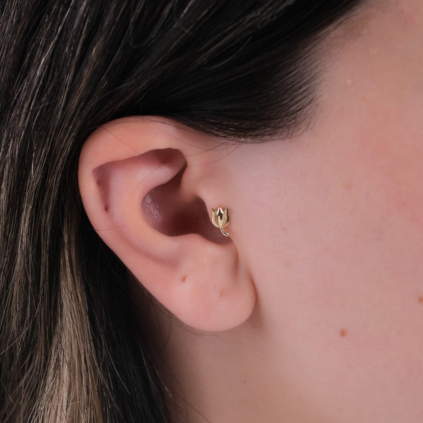 Lale Piercing - 14 Ayar Altın Pırlanta