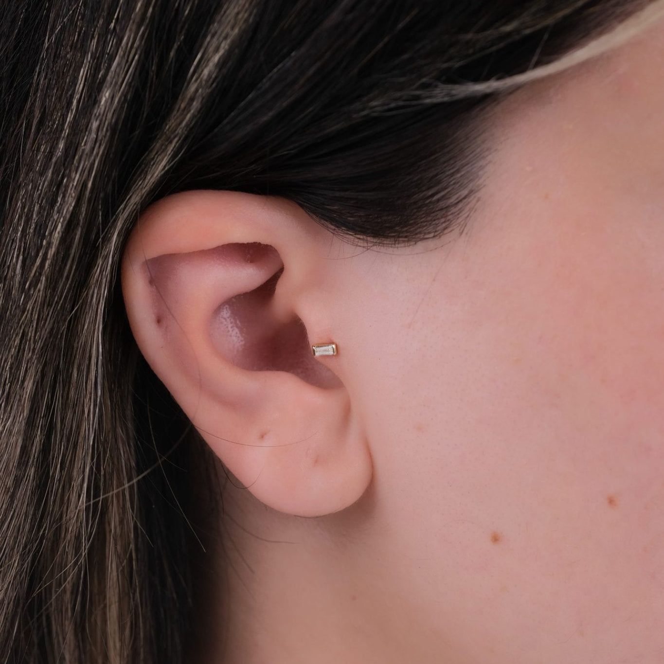 Baget Pırlantalı Piercing - 14 Ayar Altın