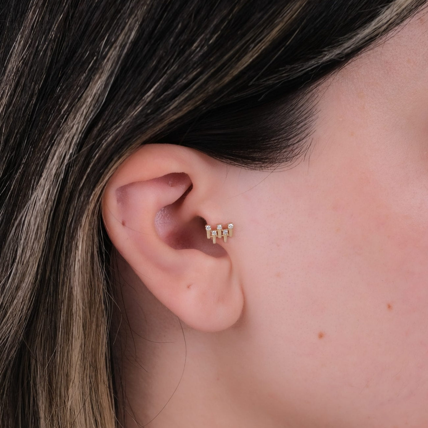 Kuzey Işıkları Piercing - 14 Ayar Altın Pırlanta