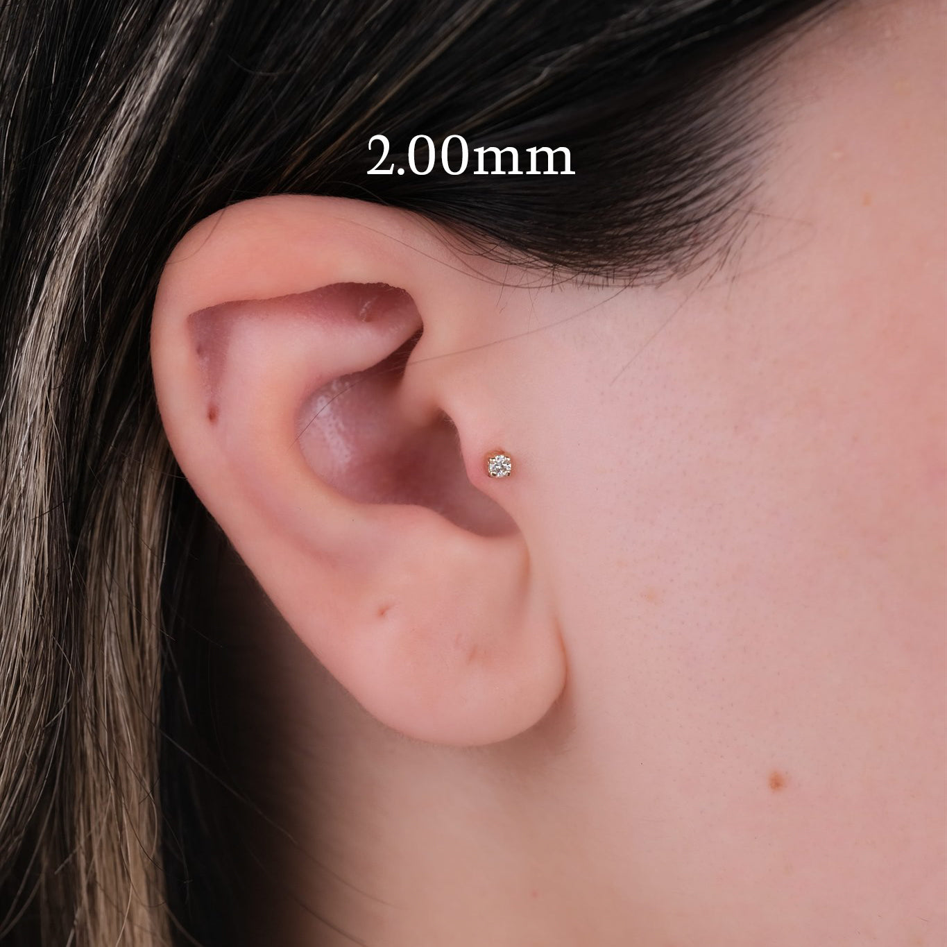 Tektaş Pırlanta Piercing - 14 Ayar Altın