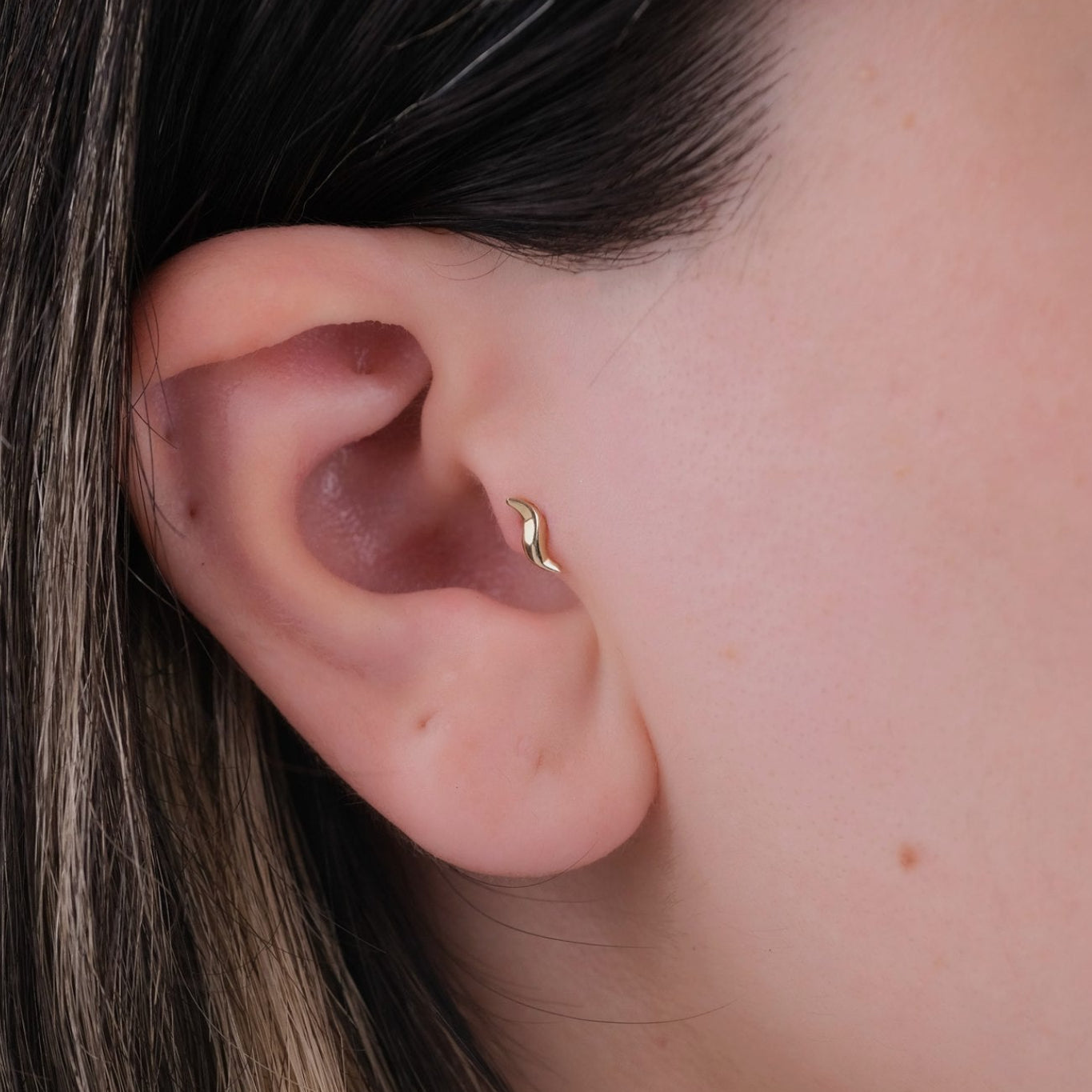 Su Kıvrımı Piercing - 14 Ayar Altın Pırlanta