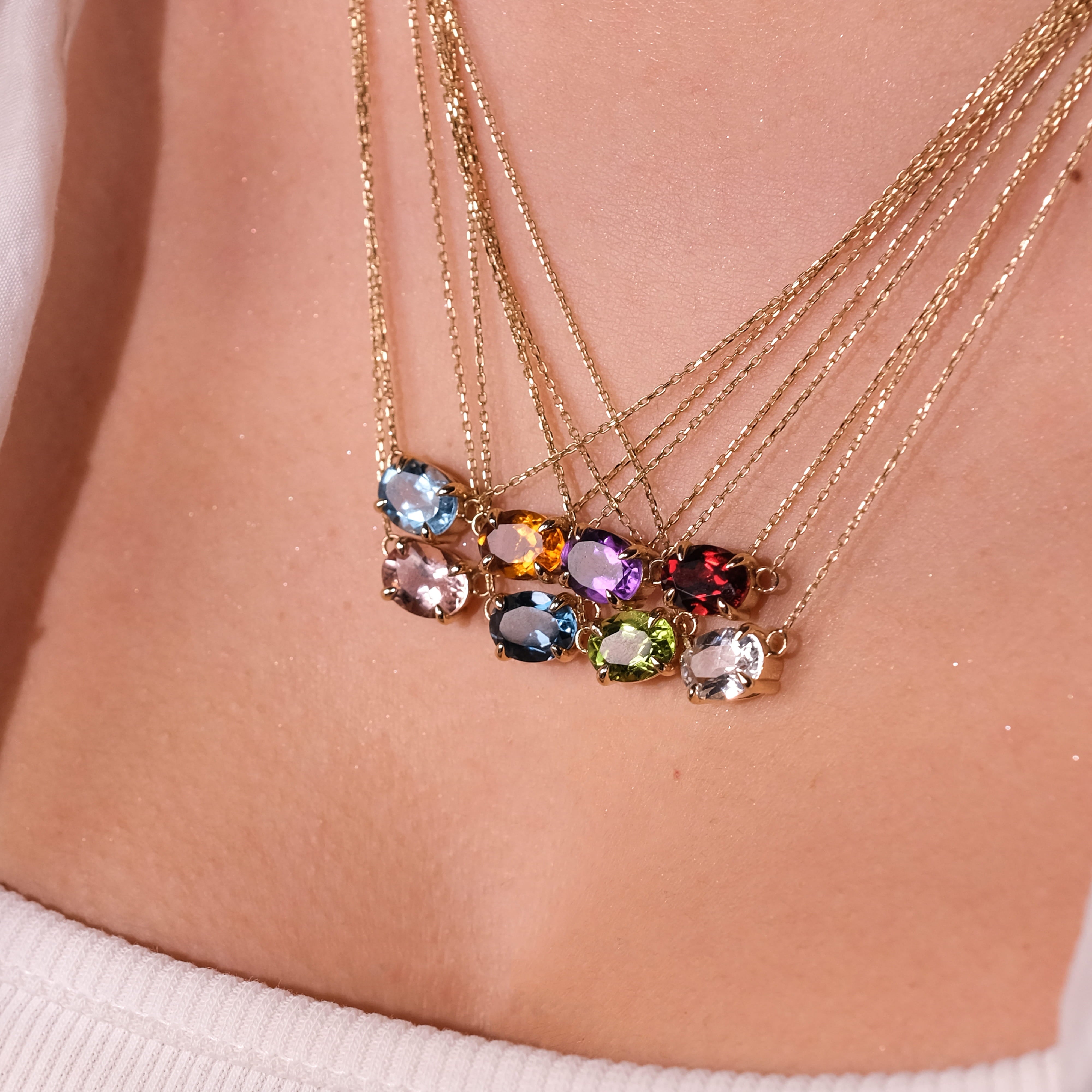 Swiss Blue Topaz Doğal Taşlı Kolye