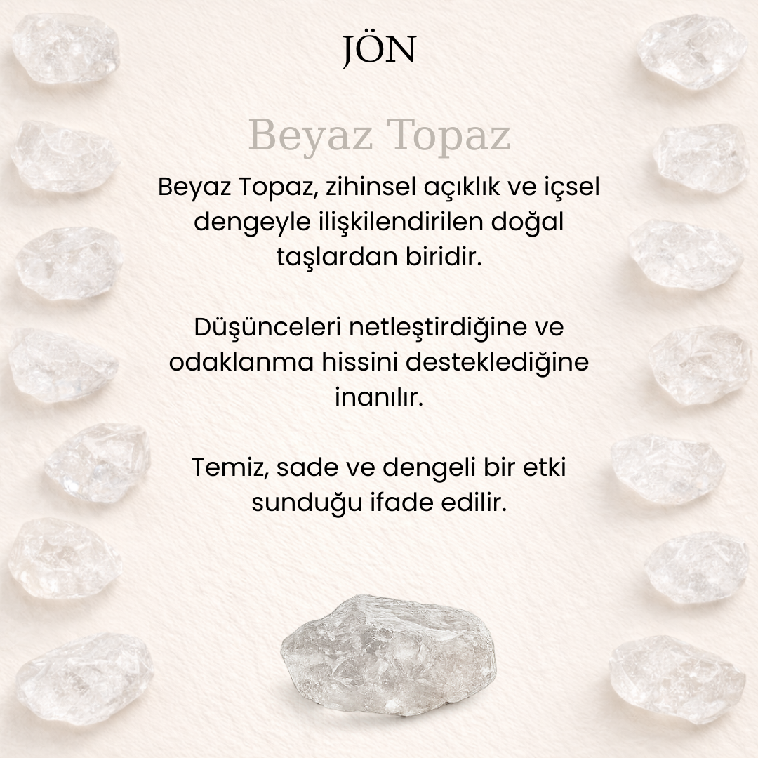 Beyaz Topaz Doğal Taşlı Kolye