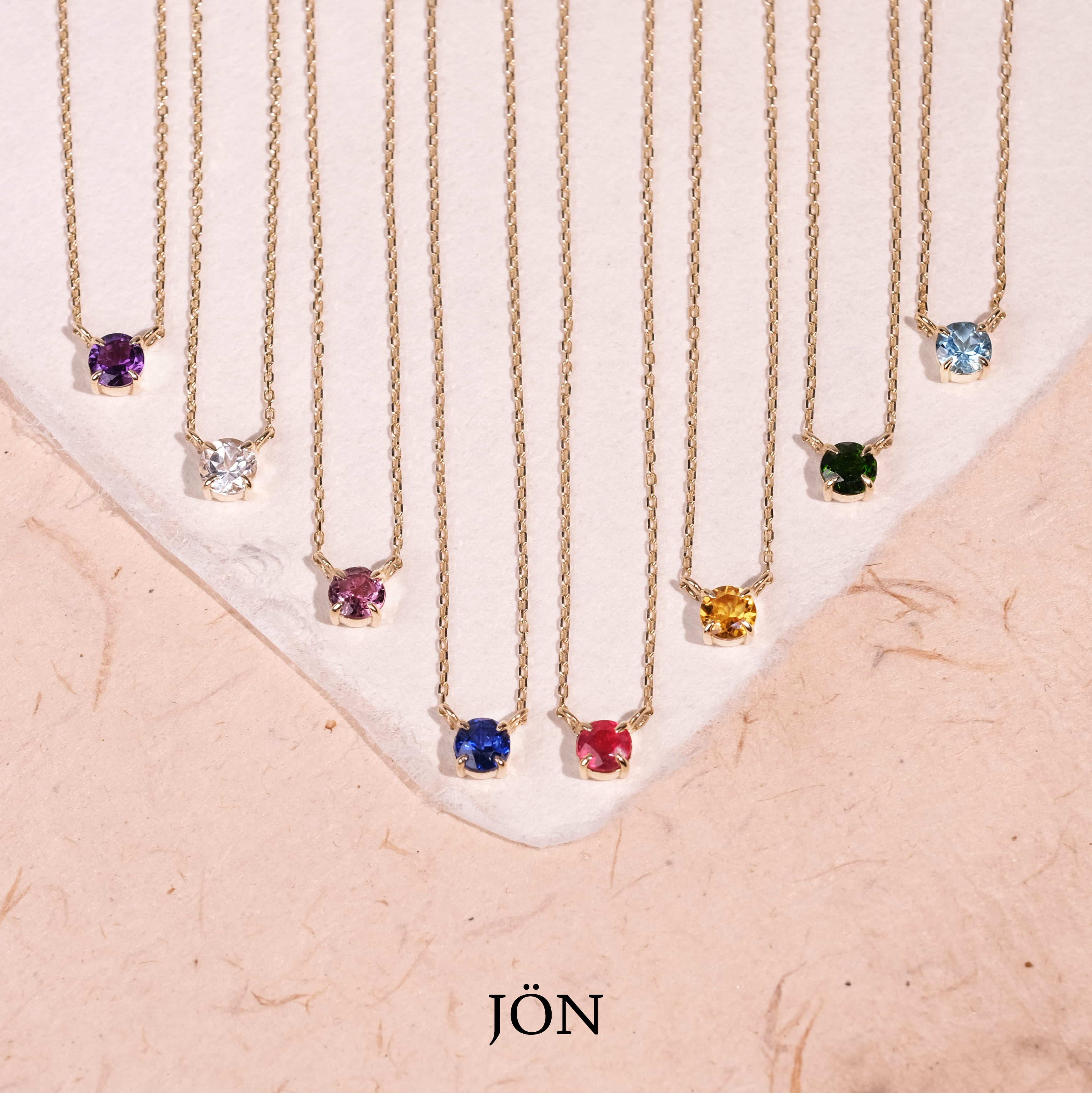 Sitrin Taşlı 14 Ayar Altın Minimal Kolye