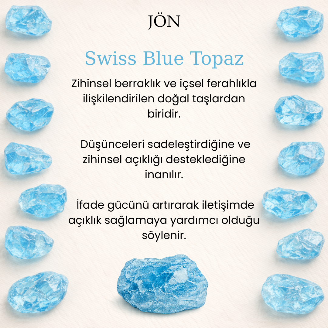 Swiss Blue Topaz Doğal Taşlı Kolye
