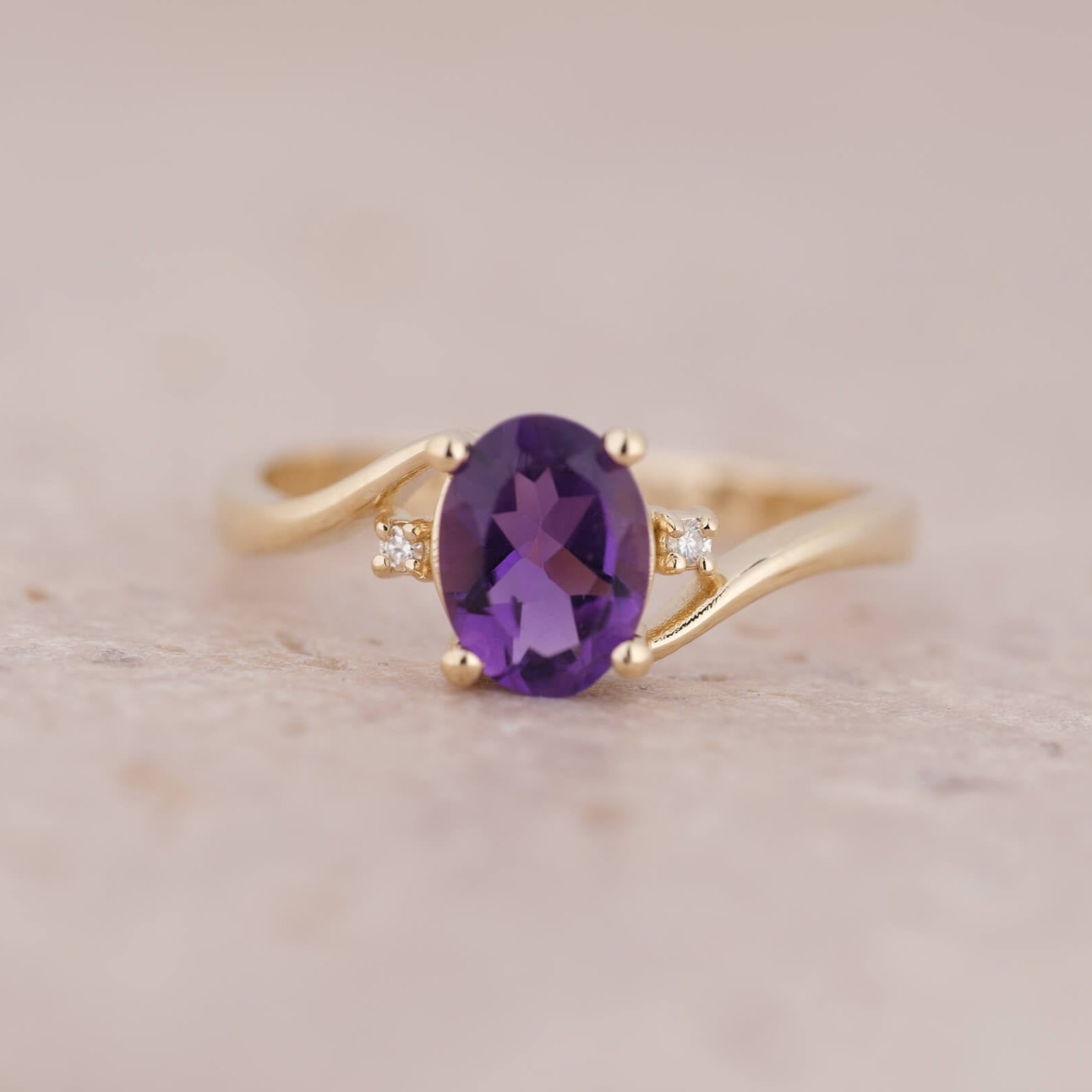 Elarwen | Ametist ve Pırlantalı Yüzük