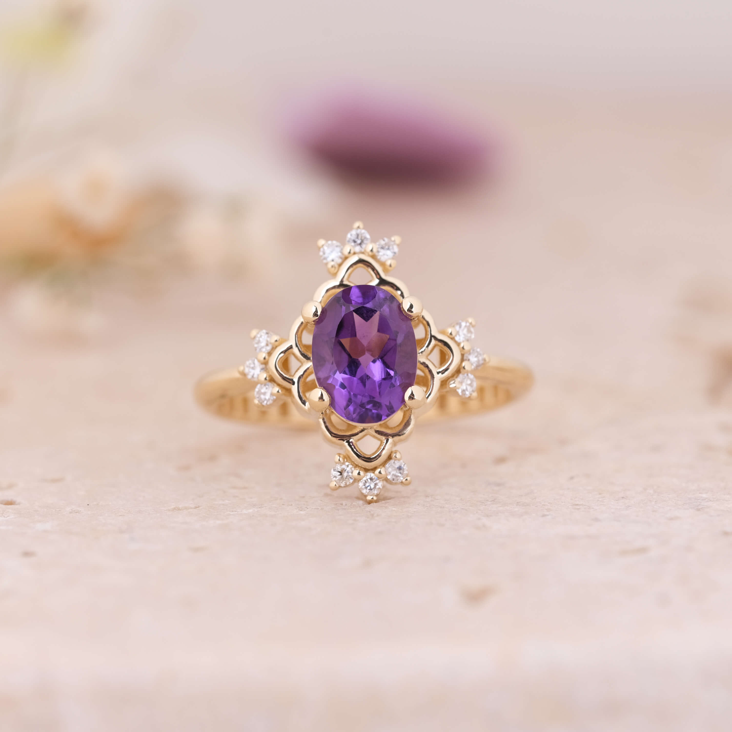Elora | Ametist ve Pırlantalı Yüzük