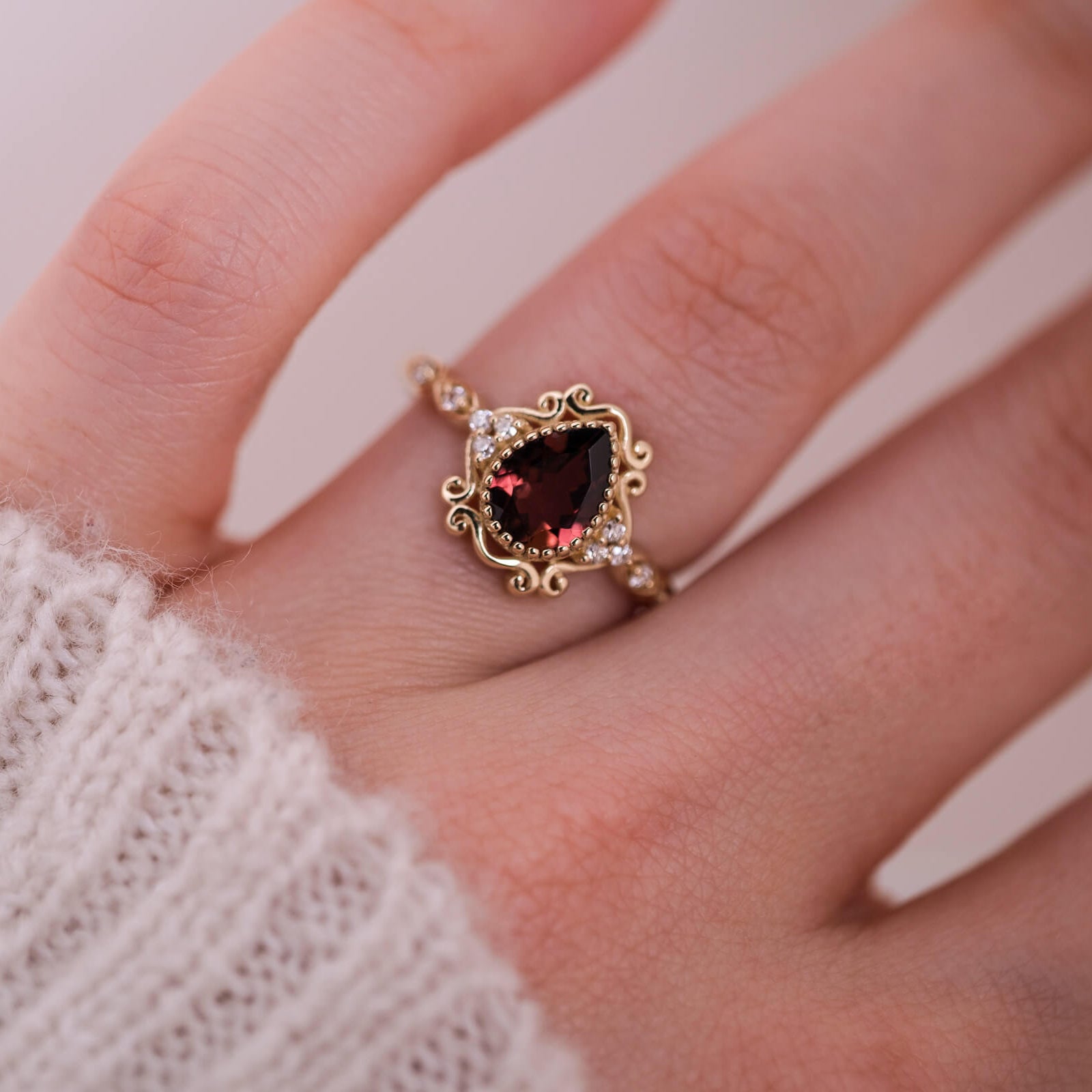 Arwen Vintage |Turmalin ve Pırlantalı Yüzük