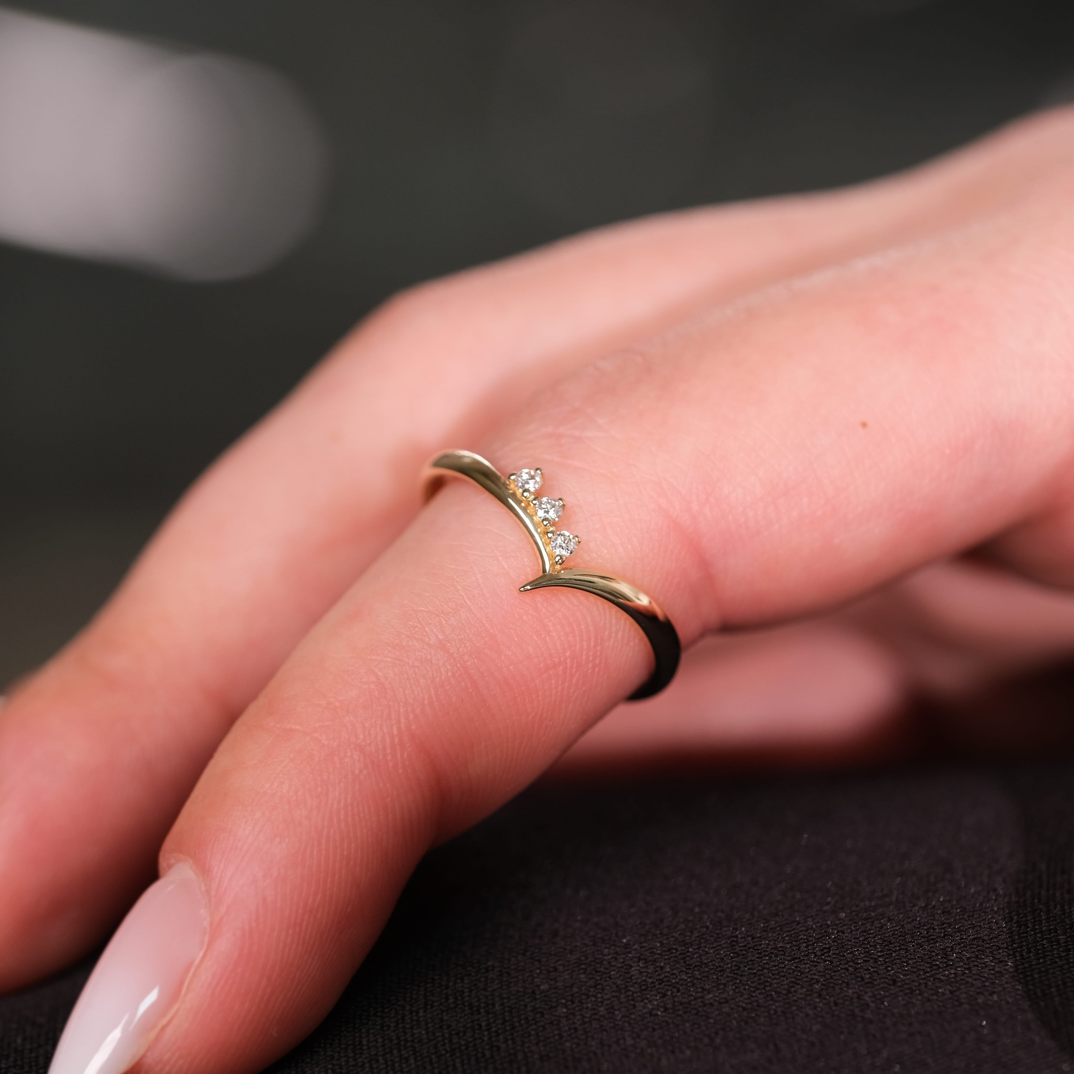 Lina - 14 Ayar Pırlantalı Altın Yüzük