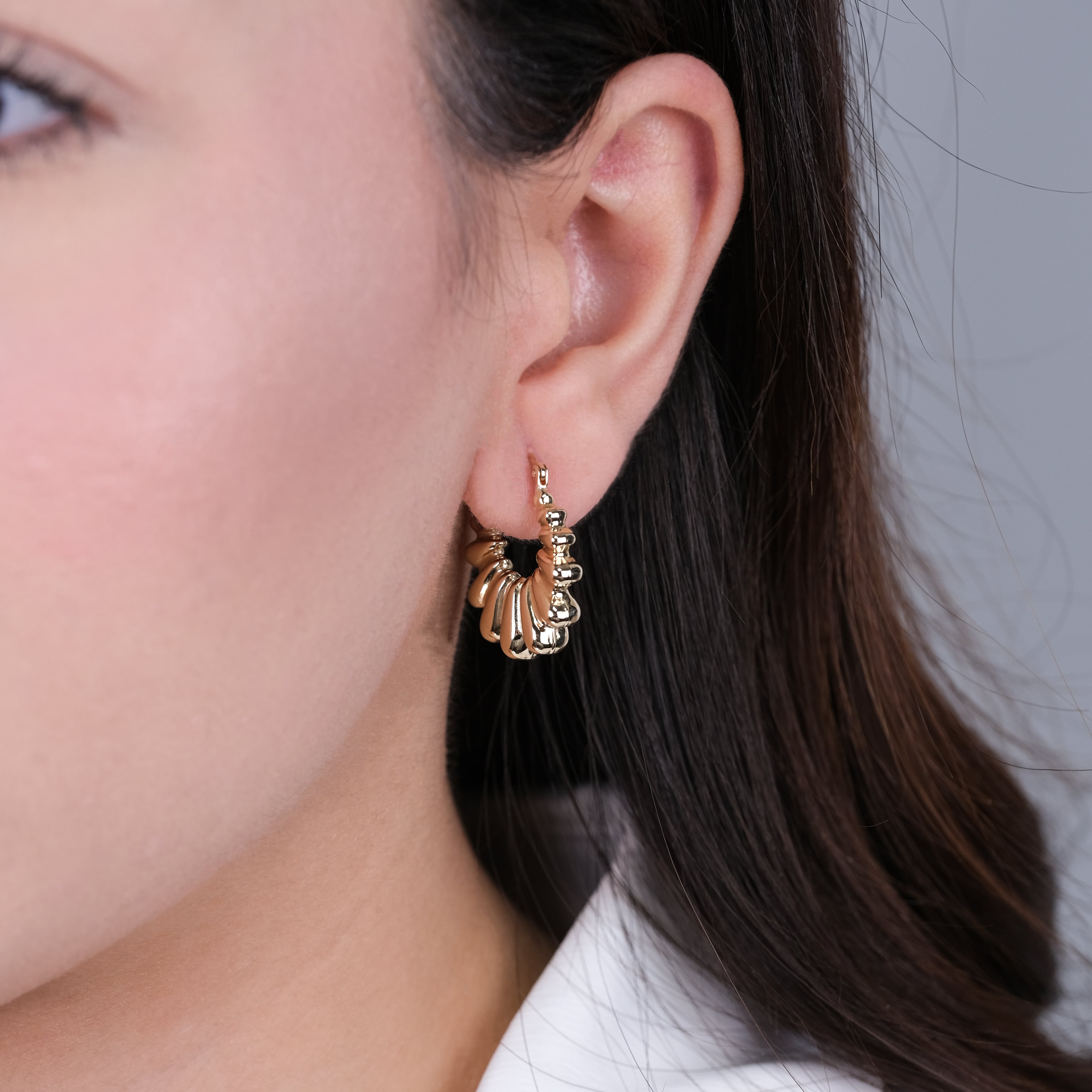 Ripple Halka Model 14 Ayar Altın Küpe