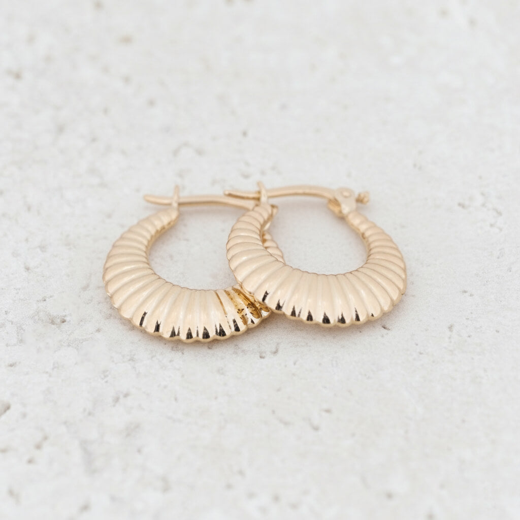 Kabartma Halka 14 Ayar Altın Küpe