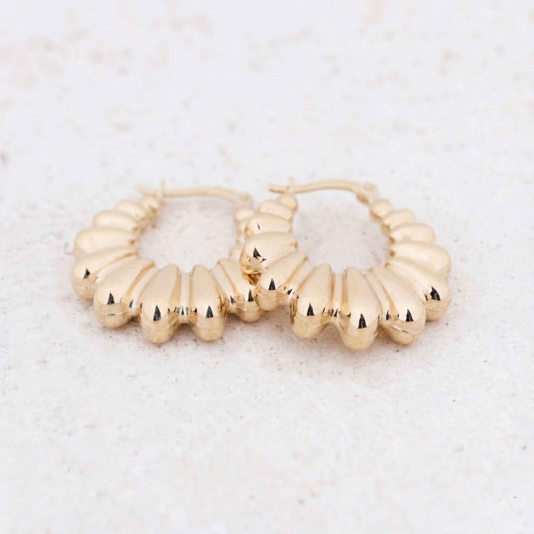 Ripple Halka Model 14 Ayar Altın Küpe