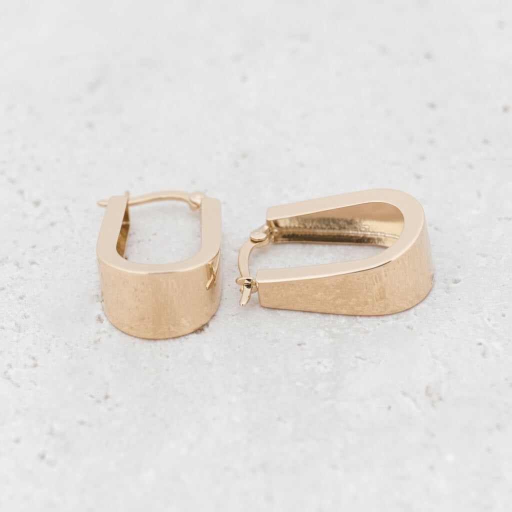 Blok Model 14 Ayar Altın Küpe