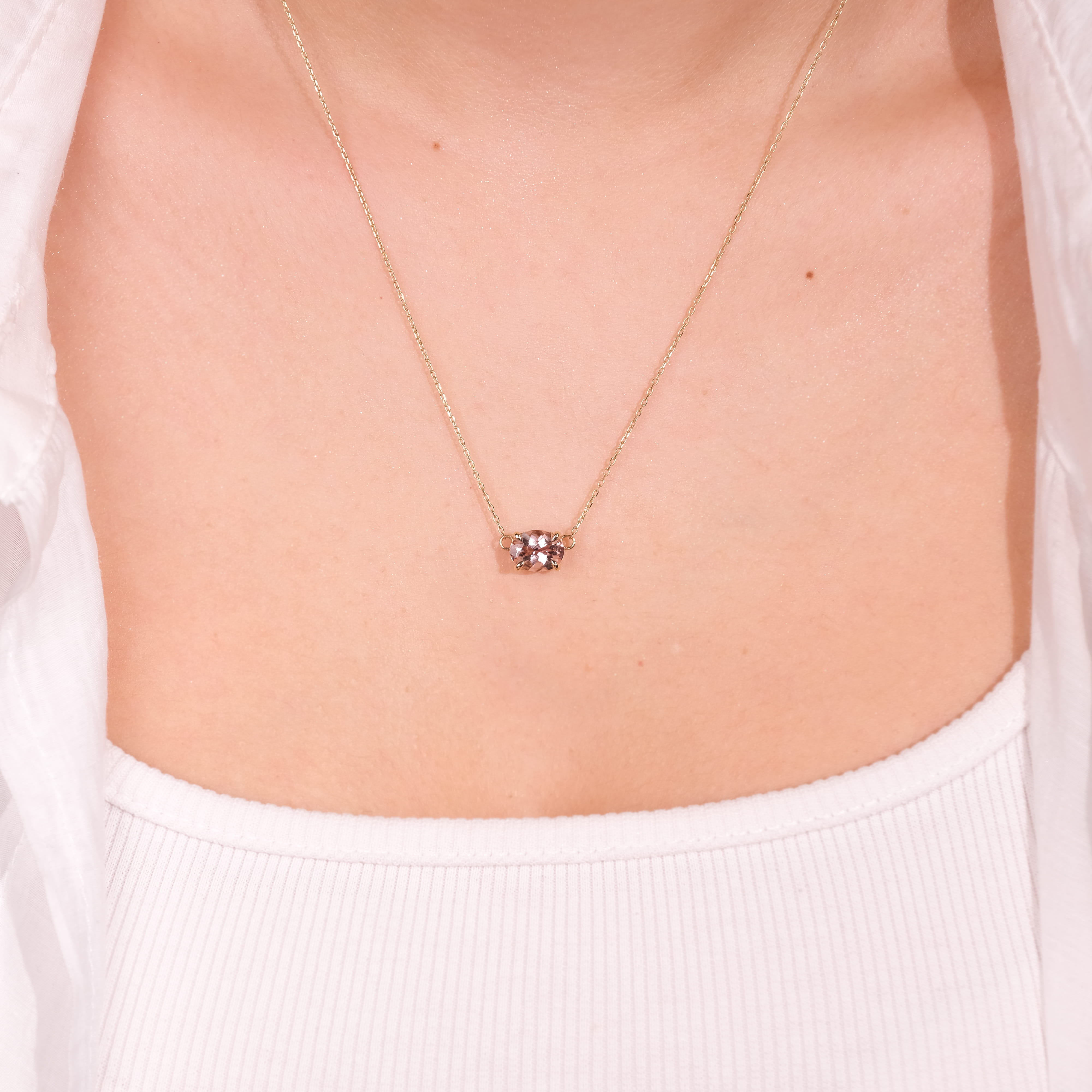 Morganit Doğal Taşlı Kolye