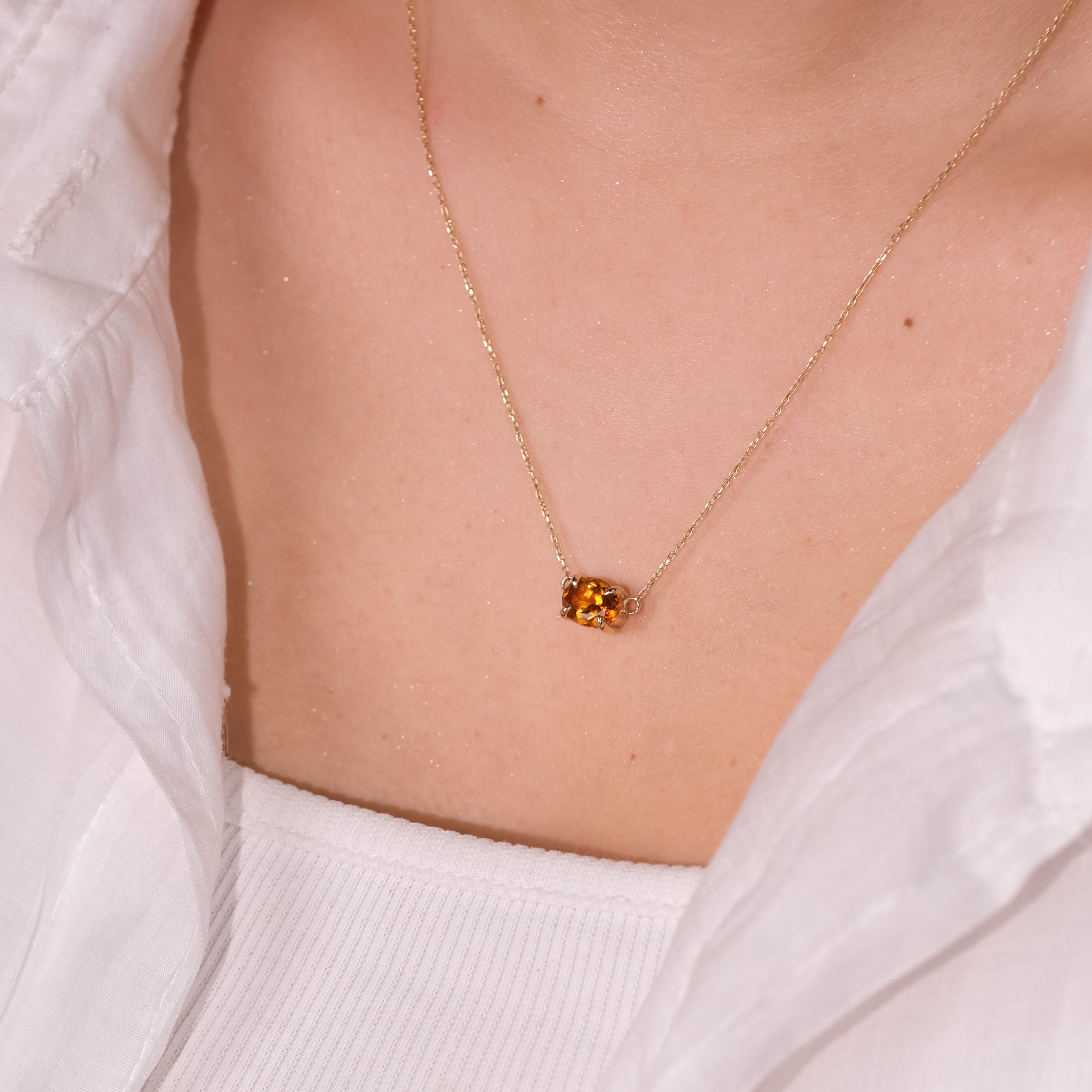 Sitrin Doğal Taşlı Kolye