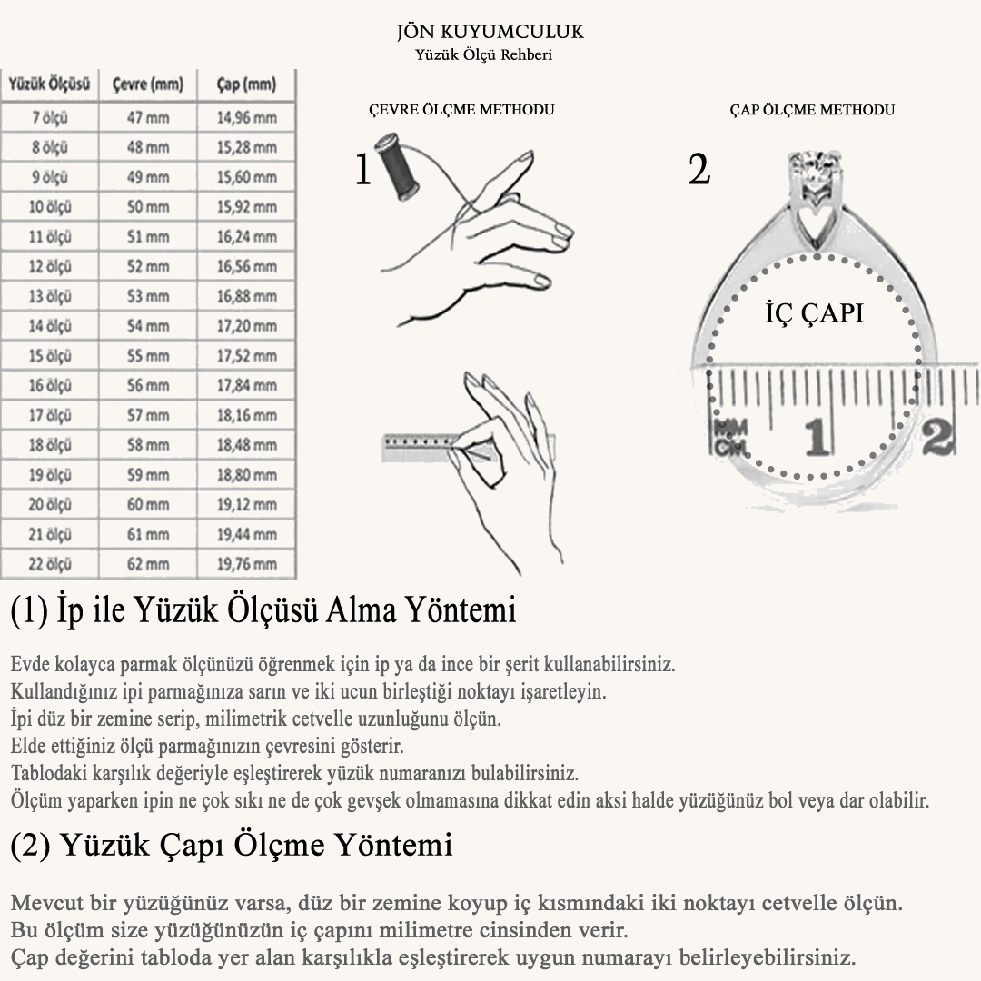 Yüzük Ölçü Tablosu